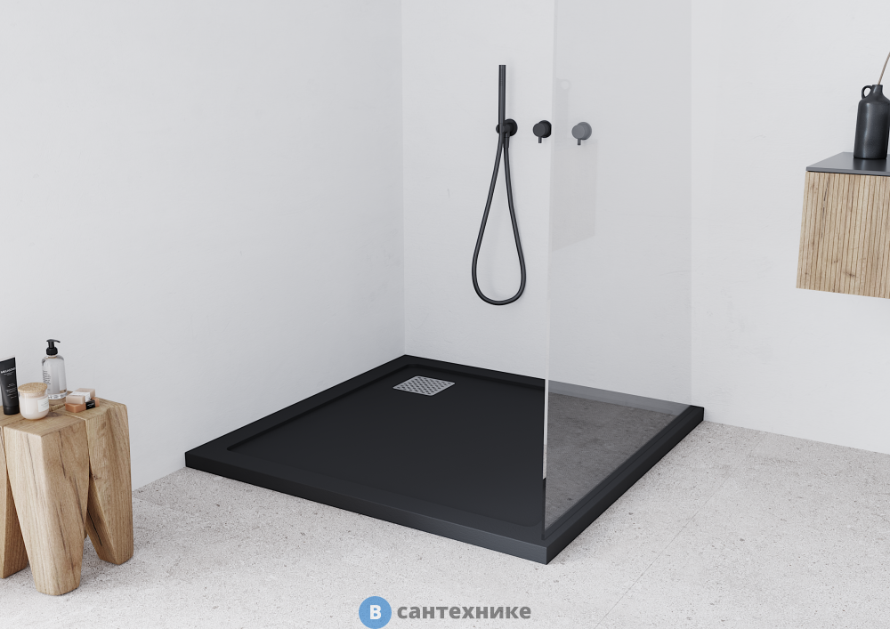 Душевой поддон Taliente PTA-ST-100Bstone 100х100 литьевой мрамор черный матовый