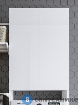 картинка Шкаф Бриклаер Хелена над стиральной машинкой, высокий белый глянец