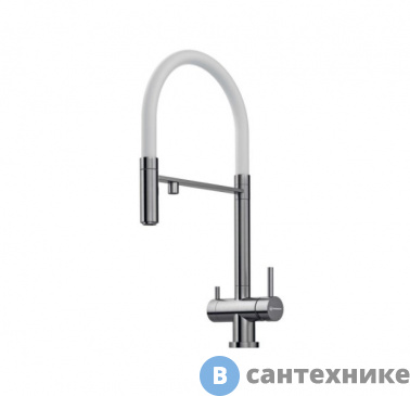 картинка Смеситель OMOIKIRI Kanto-BN-WH нержавеющая сталь/белый (4994298)