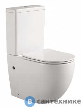 картинка Унитаз с бачком Aquatek ЕВРОПА AQ2903-00 безободковый, горизонтальный выпуск, тонкое сиденье Termodur Soft Close