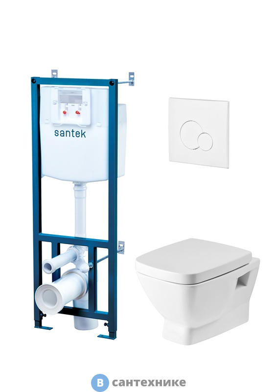 Унитаз с инсталляцией Santek НЕО 1.WH30.2.463 (подв.унитаз, инстал., сиденье дюро м/л, панель смыва белая)