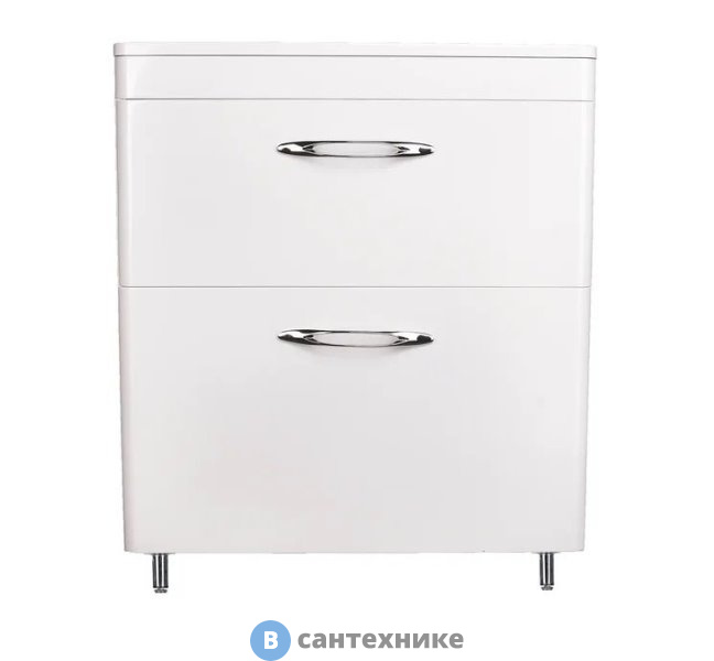 Тумба под раковину Style line Каре 70 (2 ящ.) Люкс белая, напольная PLUS (2000949234236)