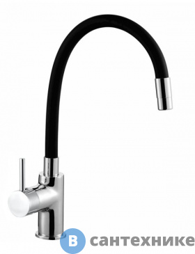 картинка Смеситель AZARIO TASCO AZ-15494321 для кухни с гибким изливом, хром/чёрный