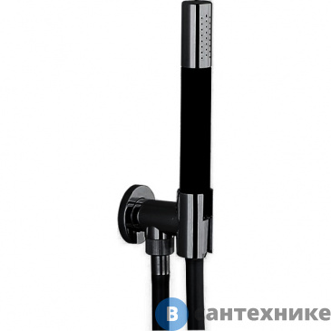 картинка Душевой гарнитур CISAL Shower DS01881340 чёрный матовый (ручная лейка,шланг 150 см,вывод с держателем)