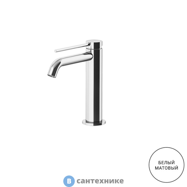 Смеситель Gattoni CIRCLE TWO для раковины высокий 177 мм, на 1 отверстие, излив 135 мм, с донным клапаном, BIANCO OPACO (9144/91BO)