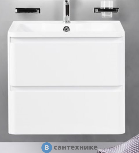 Тумба под раковину BelBagno ALBANO подвесная с двумя выкатными ящиками, Bianco Lucido, 700x450x500 (ALBANO-700-2C-SO-BL)