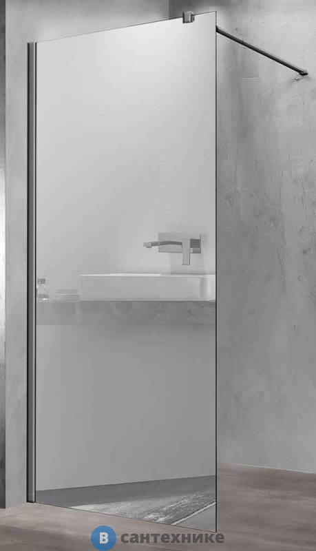 Душевая перегородка Vincea Walk-In VSW-1H900MRGM, 900*2000, вороненая сталь, стекло зеркальное