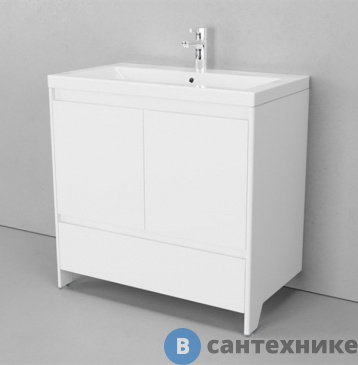 картинка Тумба с раковиной Velvex Klaufs 80.2D.1Y напольная (белый) (tnKLA.80.2D.1Y-616.216)