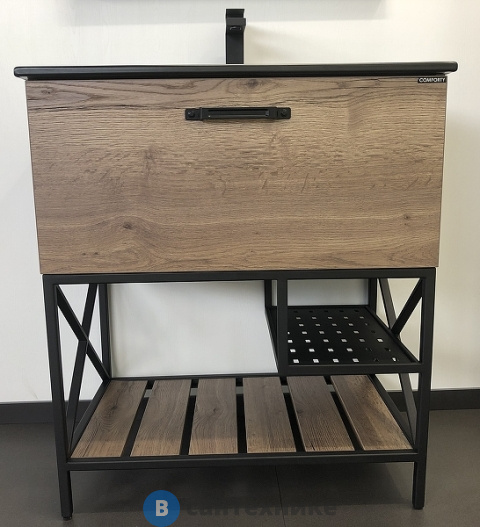 Тумба Comforty Бредфорд-75 дуб темный, с раковиной COMFORTY 75E