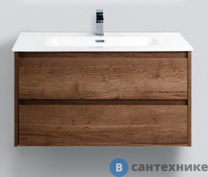 картинка Тумба под раковину BelBagno 91 см KRAFT-900-2C-SO-RT подвесная с двумя выкатными ящиками, Rovere Tabacco