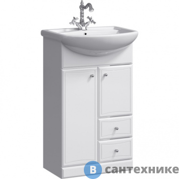 картинка Тумба под раковину Aqwella BARCELONA 55,5 Ba.01.05/2 (напольная, белый)