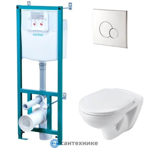 Унитаз с инсталляцией Santek БОРЕАЛЬ 1.WH50.1.544 (подвес. унитаз с сиденьем, инсталляция, панель хром. глянец)