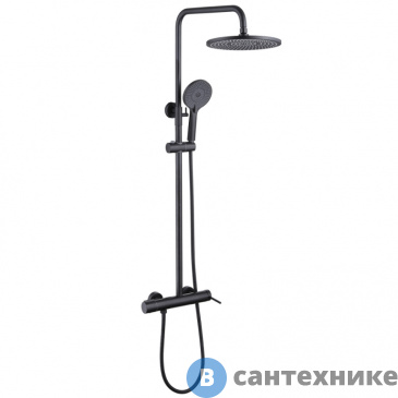 картинка Душевая стойка ABBER Emotion AF8816B с изливом, черная матовая