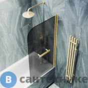 Шторка для ванны поворотная на монопетле MaybahGlass 1400*800 Стекло 6 мм Графит матовый +Полотенцесушитель (MGV-792-3)