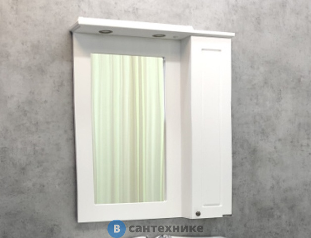 Зеркало-шкаф Comforty Палермо-80 белый глянец