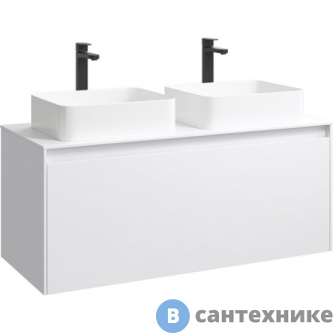 картинка Корпус тумбы под умывальник Aqwella Mobi 120, подвесной белый, без фасада (MOB0112W)