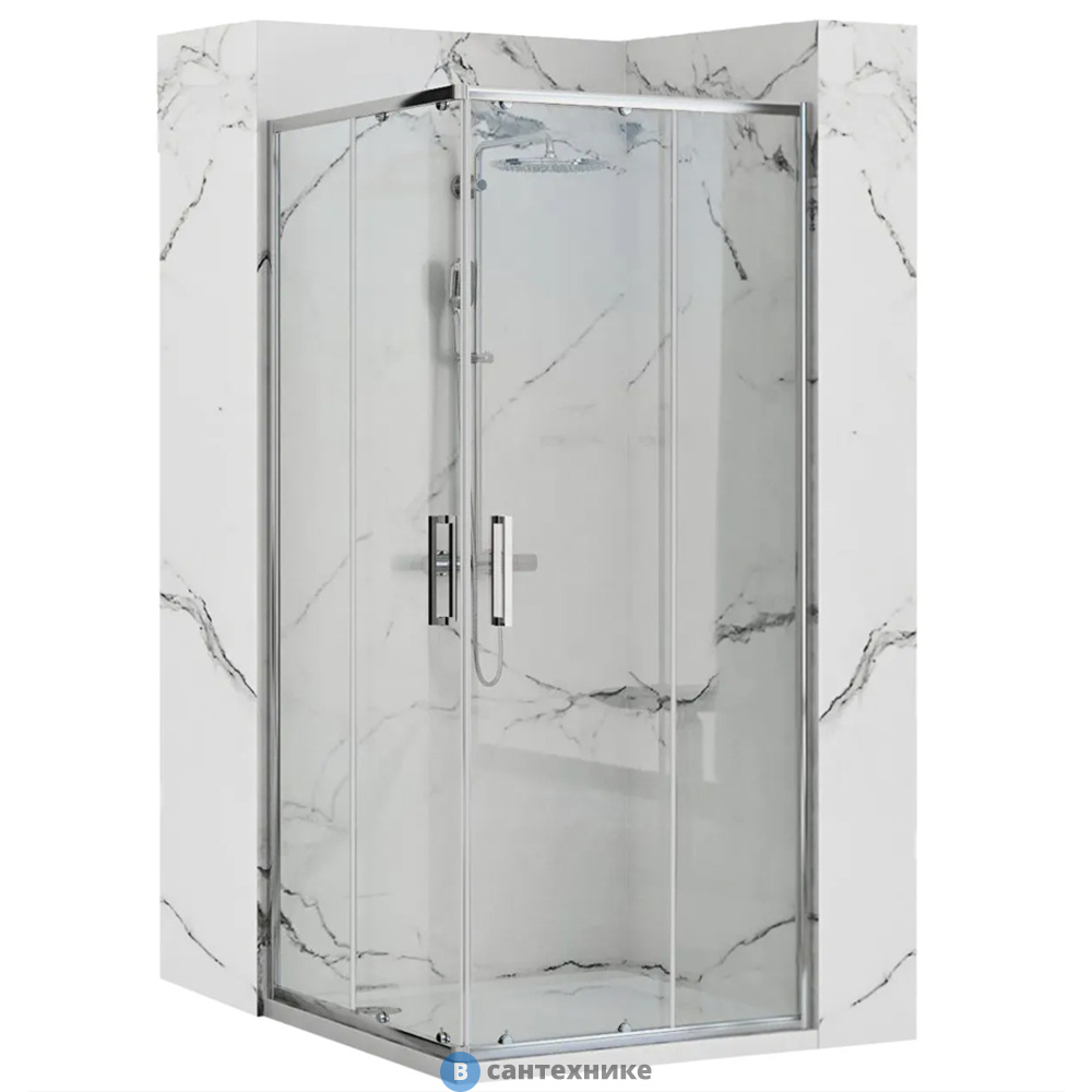 Душевое ограждение Loranto CS-21809-90 90x90x190 прозрачное закаленное стекло 5 мм, профиль серебро, без поддона