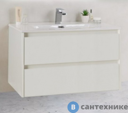 картинка Тумба под раковину BelBagno 81 см KRAFT 39-800/390-2C-SO-BO подвесная с двумя выкатными ящиками, Bianco Opaco
