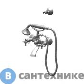 Смеситель Gattoni TRD для ванны, с ручным душем и шлангом, ручки Paris, хром (TR501/18C0)