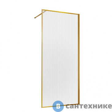 картинка Душевая перегородка Vincea Walk-In VSW-1HP120FLBG, 1200*2000, брашированное золото, стекло рифленое
