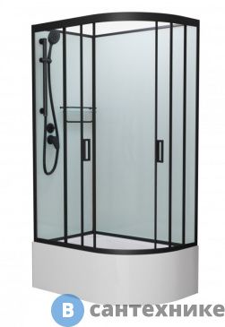 картинка Душевая кабина Frank F412/2L М Black левосторонняя высокий поддон б/к (без крыши) матовое стекло