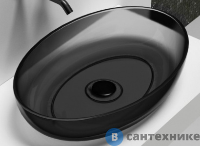 картинка Раковина ABBER Kristall AT2801Onyx, накладная прозрачная, чёрная