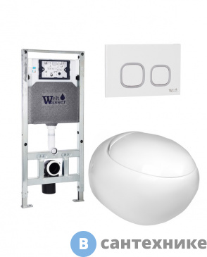 картинка Унитаз с инсталляцией WELTWASSER и кнопкой смыва (AMBERG 506 ST + JECKENBACH 004 GL-WT + AMBERG RD-WT)