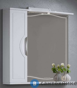 картинка Зеркало Alavann МОНАКО-80 new белое с пеналом, левое (бок эмаль) (АЗ-1601-0800-01)