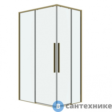 картинка Душевое ограждение Grossman Galaxy 300.K33.01.1180.32.00 (110*80*195) золото сатин, стекло прозрачное, без поддона