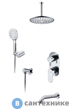 картинка Встраиваемый комплект WasserKRAFT А175868 для ванны с верхней душевой насадкой, лейкой и изливом