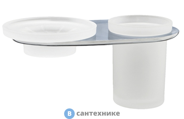 Держатель стакана и мыльницы WasserKRAFT Kammel K-8326 металл, хромоникелевое покрытие, матовое стекло