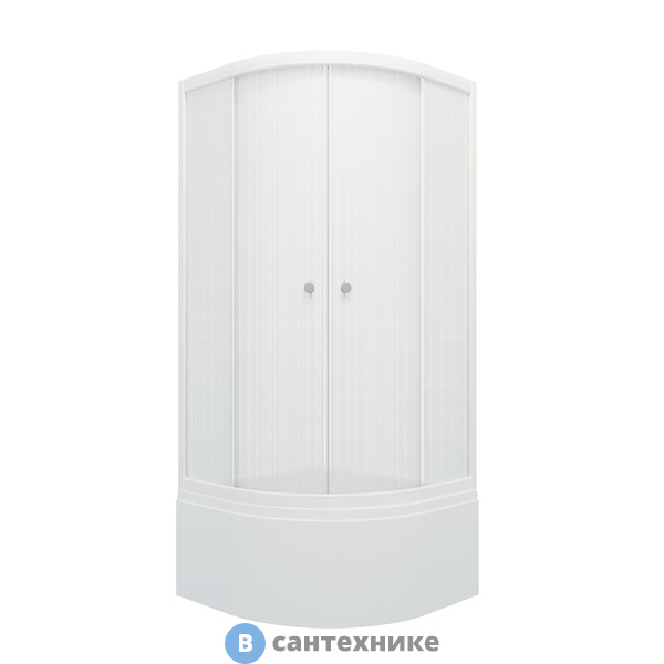 Душевое ограждение Тритон Стандарт 90*90 Б 1/4 круга, глуб. подд., Аква, Лён, Белый без доборного (DK230_1)