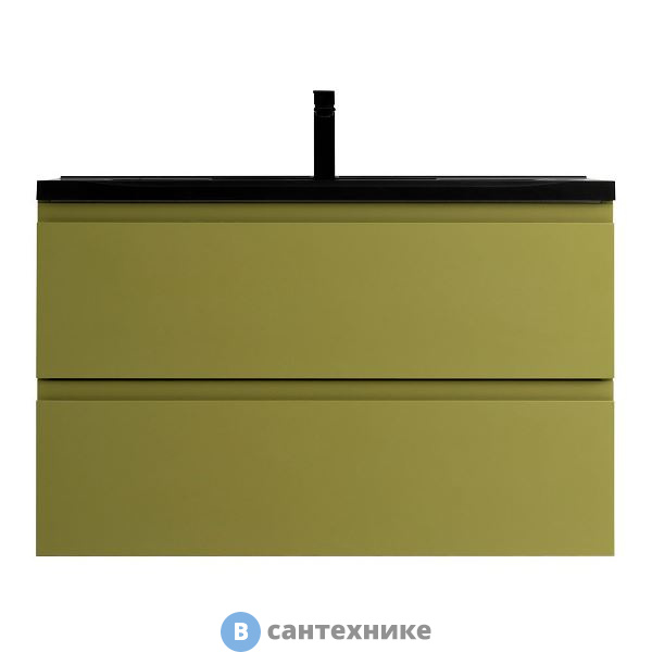 Тумба под раковину Art & MAX BIANCHI подвесная с двумя выкатными ящиками, Оливковый матовый AM-Bianchi-1000-2C-SO-OM