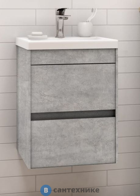 Тумба под раковину Art & MAX FAMILY Family-400-2C-SO-CV подвесная с двумя выкатными ящиками, Cemento Veneto, 400x350x550