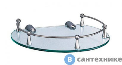 картинка Полка WasserKRAFT K-566 стеклянная металл, хромоникелевое покрытие, закаленное стекло