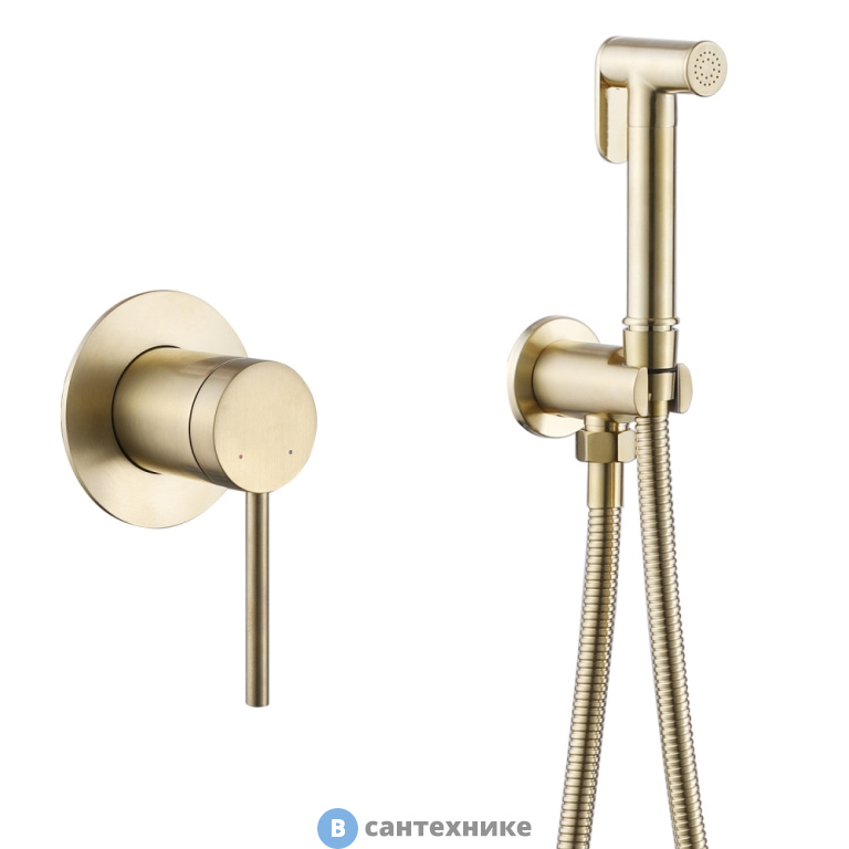 Смеситель ABBER Emotion AF8825G с гигиеническим душем, золото матовое