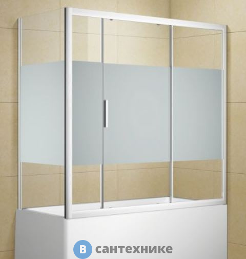 Шторка для ванны Aquanet Practic AE10-B-160H150U-CP + AE10-F-80H150U-CP c боковой стенкой /254250/
