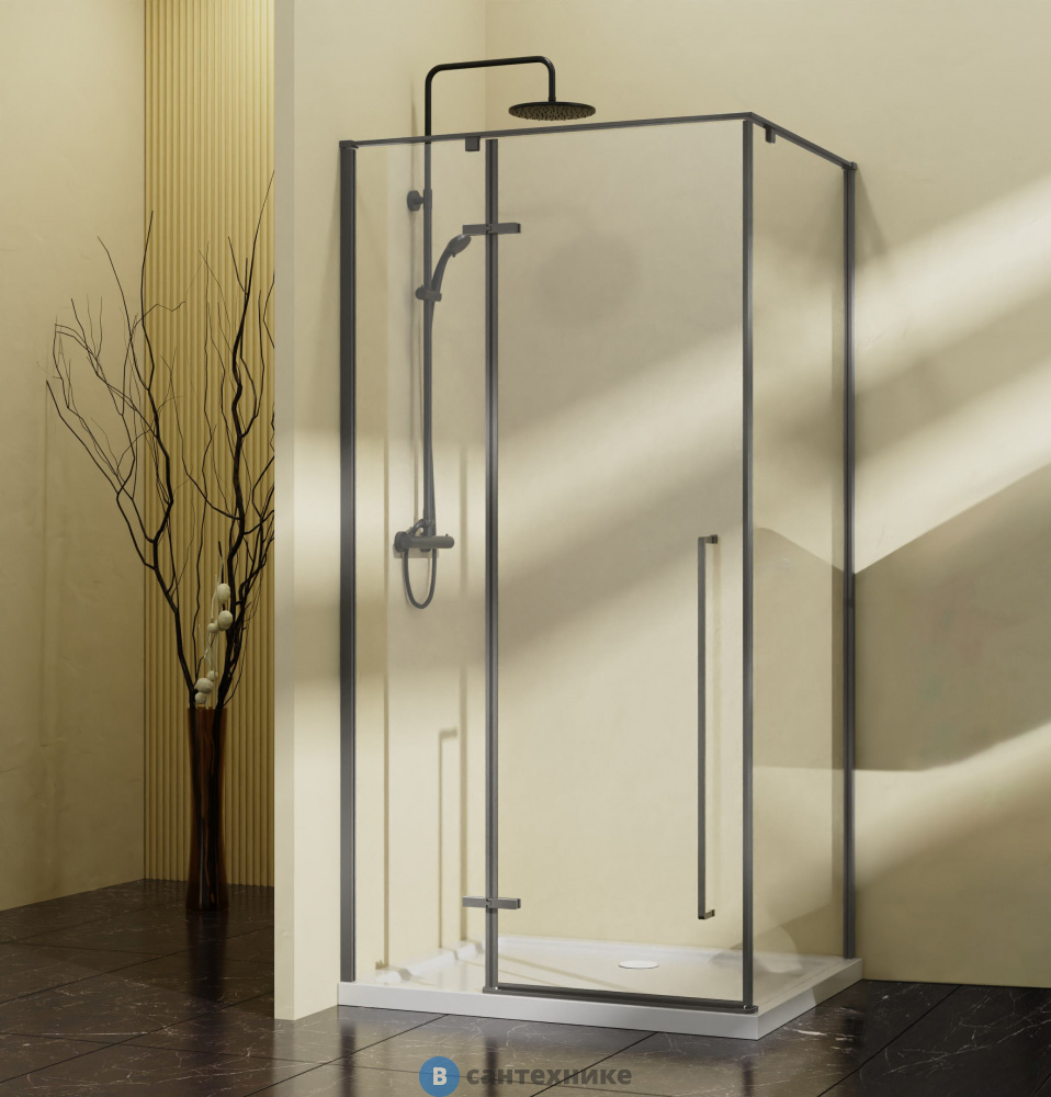 Душевой уголок Vincea Slim-N VSR-5SN1010CLGM, 1000*1000, вороненая сталь, стекло прозрачное