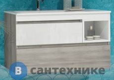 Тумба под раковину SMILE Фортуна 90, цв. белый глянец/орегон