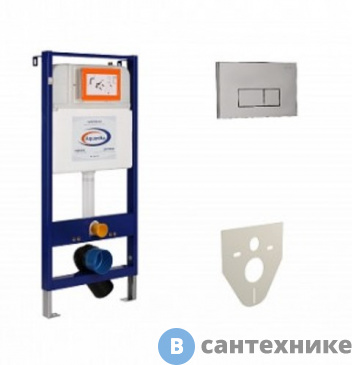 картинка Инсталляция Aquanika 10.702.510.021.81 для подвесного унитаза BASIC SLIM клав., крепеж, шум. /113х51х10/ (хром)