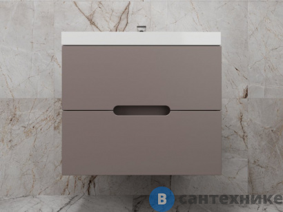 картинка Тумба под раковину Style line подвесная Матис 70, Classic 70, (2 ящика), тауп темный, ЭМАЛЬ (4650134473186)