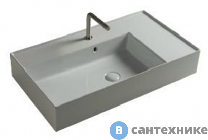 картинка Раковина TECLA TWENTY TW08011 чаша слева, белый глянцевый, 81x46x12,5