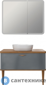 картинка Мебель для ванной VOQ Maestro 100 anthracite&natural walnut (554522)