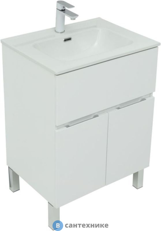 Тумба под раковину Aquanet Алвита new 60 напольная 1 ящ., 2 дв. белый матовый (277546)