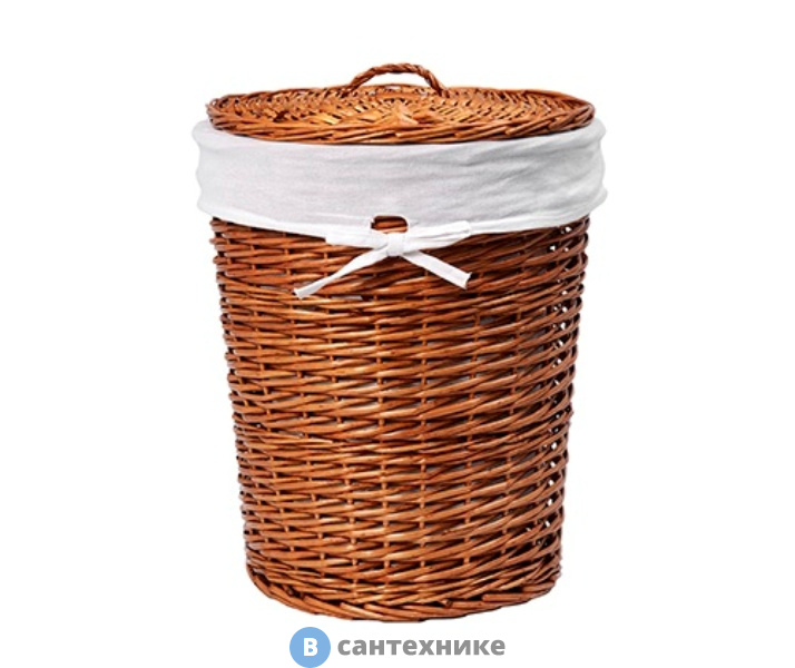 Плетеная корзина WasserKRAFT Leine WB-350-M для белья с крышкой прутья ивы