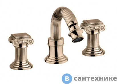 картинка Смеситель Cezares OLIMP-BBS2-02-O для биде на три отверстия с донным клапаном, бронза