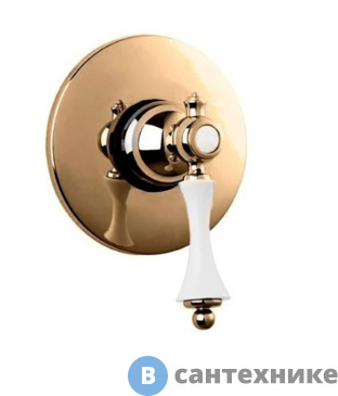 картинка Смеситель Cezares MARGOT-DIM-02-Bi встраиваемый однорычажный для душа, бронза, ручка белая
