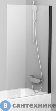 картинка Шторка на ванну Ravak Pivot PVS1-80 черный + транспарент (79840300Z1)