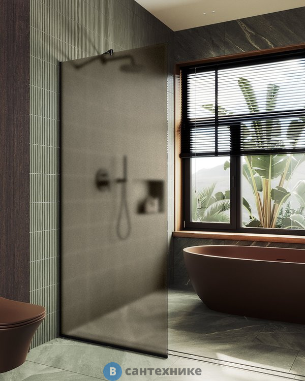 Душевая перегородка в профиле MaybahGlass 1950*690 Стекло 8 мм Бронза матовая (MGD-703-6у)