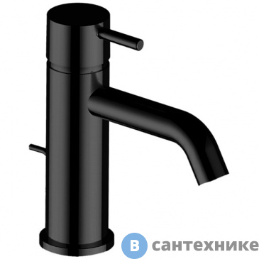 картинка Смеситель CISAL Less New LN00051040 однорычажный для раковины на 1 отверстие с донным клапаном, чёрный матовый